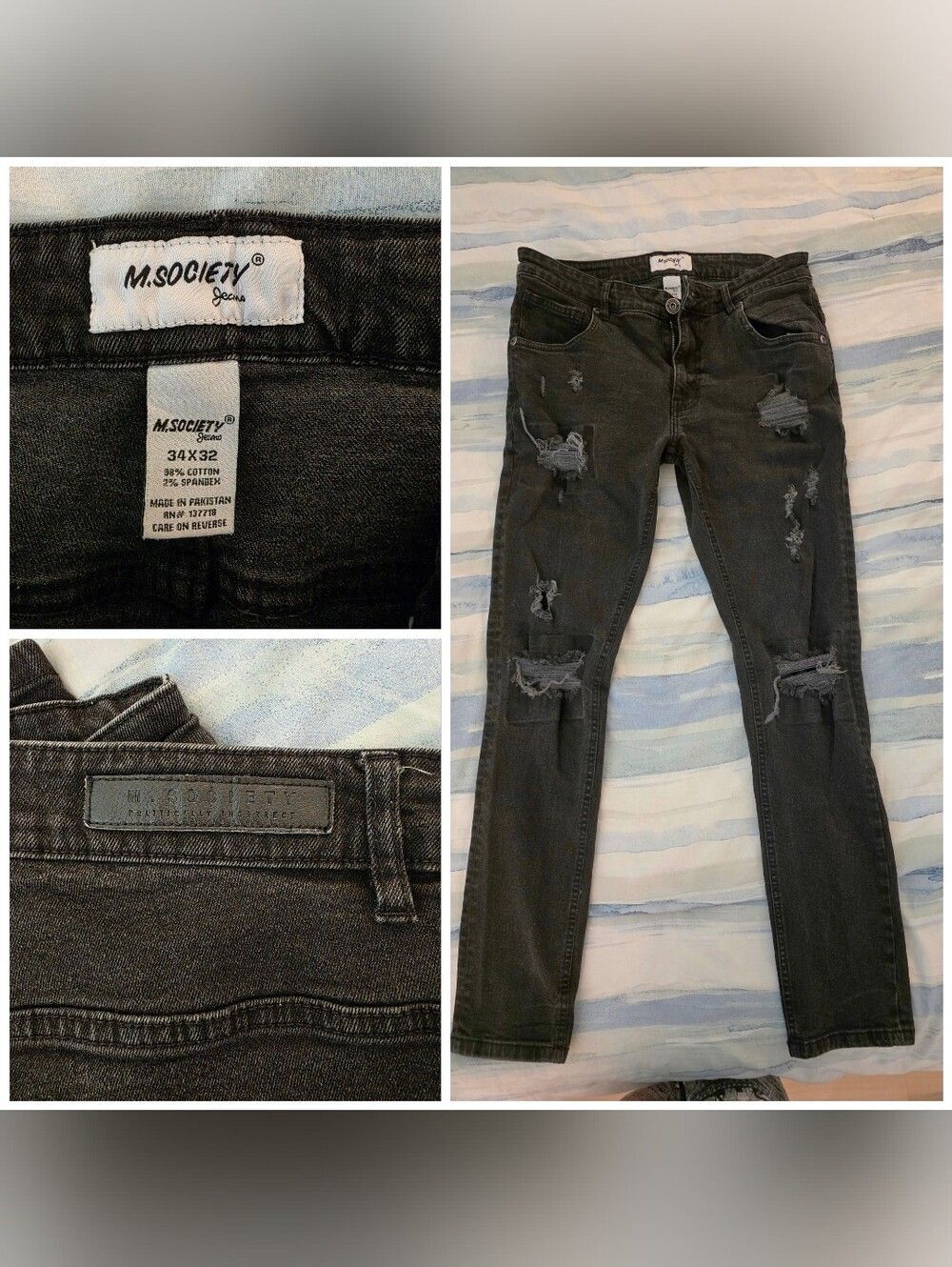 M. Society Distressed Black Wash Jeans